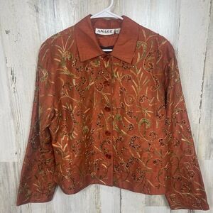 Anage Rust Embroidered Jacket